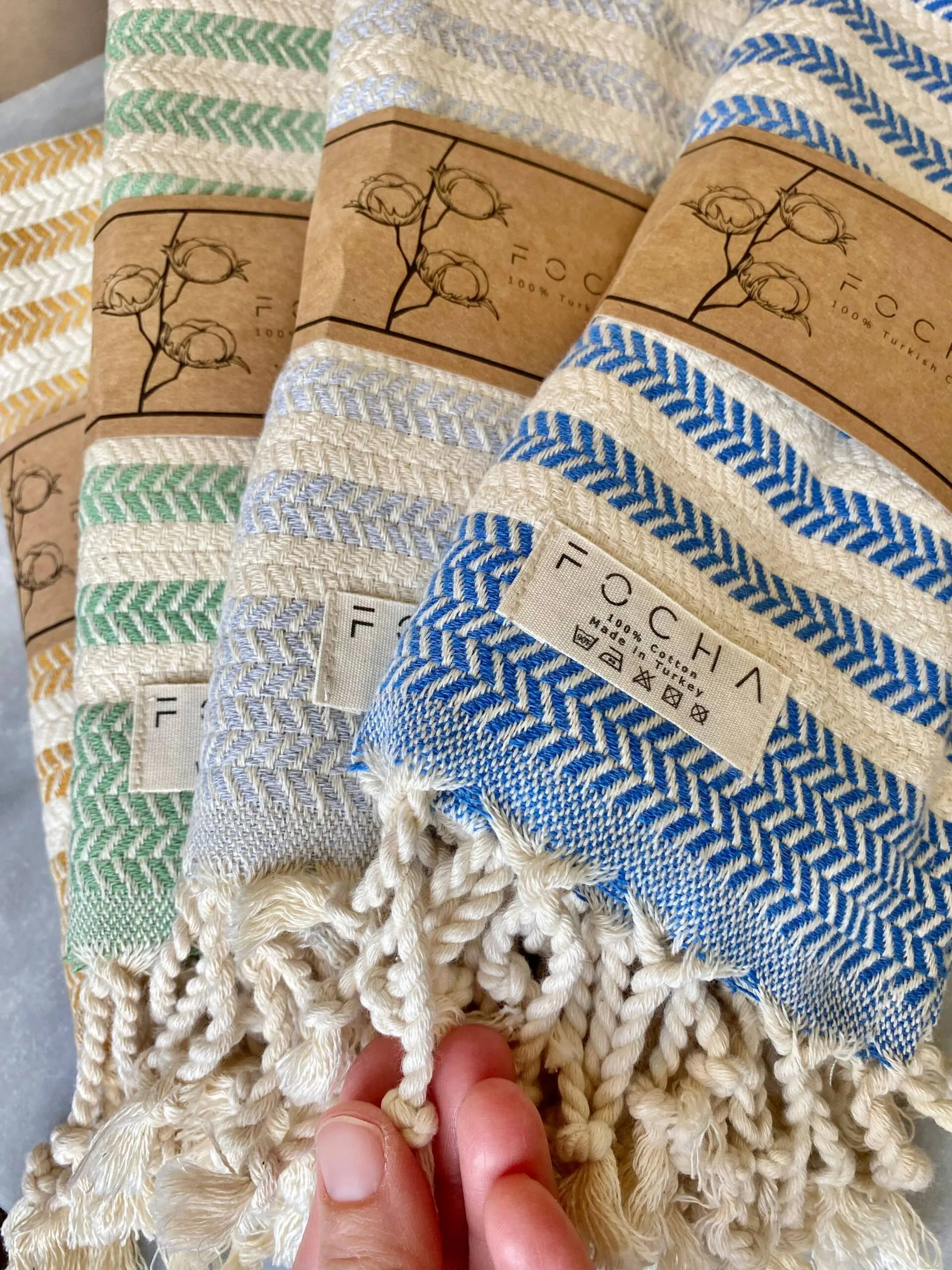 Hand Towels 100% Turkish Cotton: Blue - Image 7