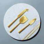 Bavaria Marble Cheese Board with Gold Knives