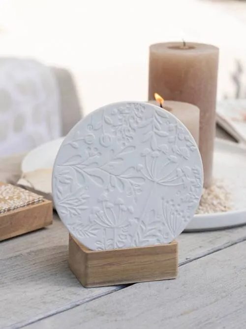 Wondergarden Tealight Holder - Porcelain & Acacia Wood