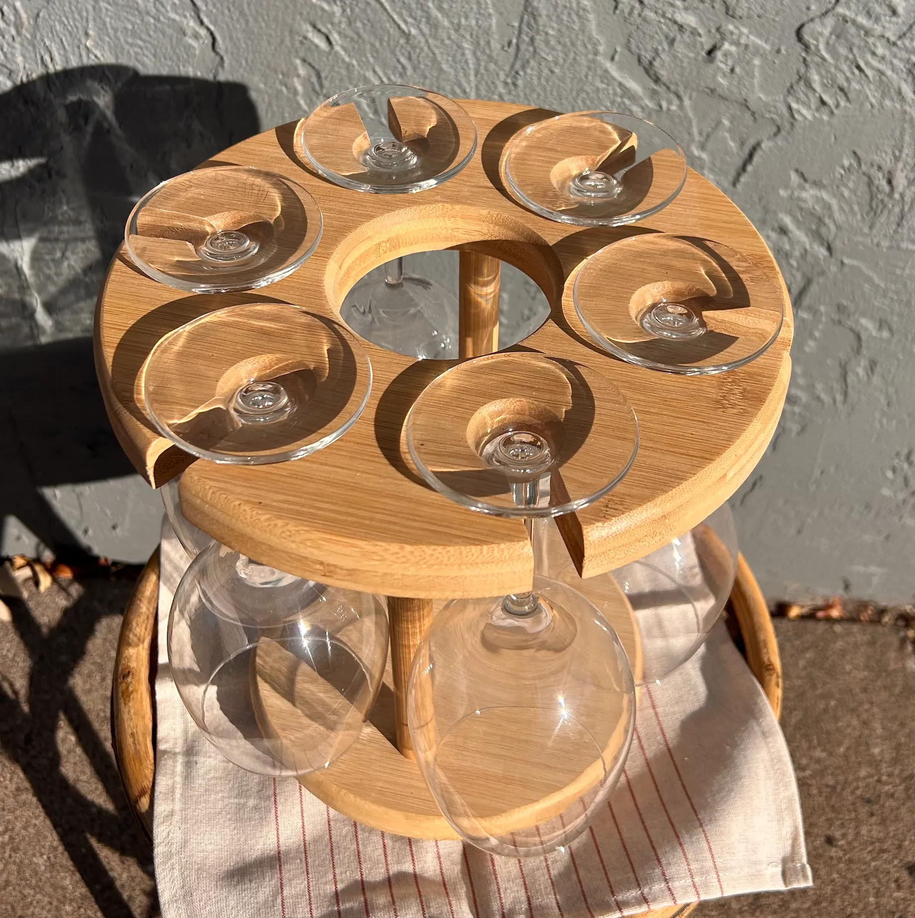 Bamboo Wine Glass and Bottle Holder: Circle - Image 5