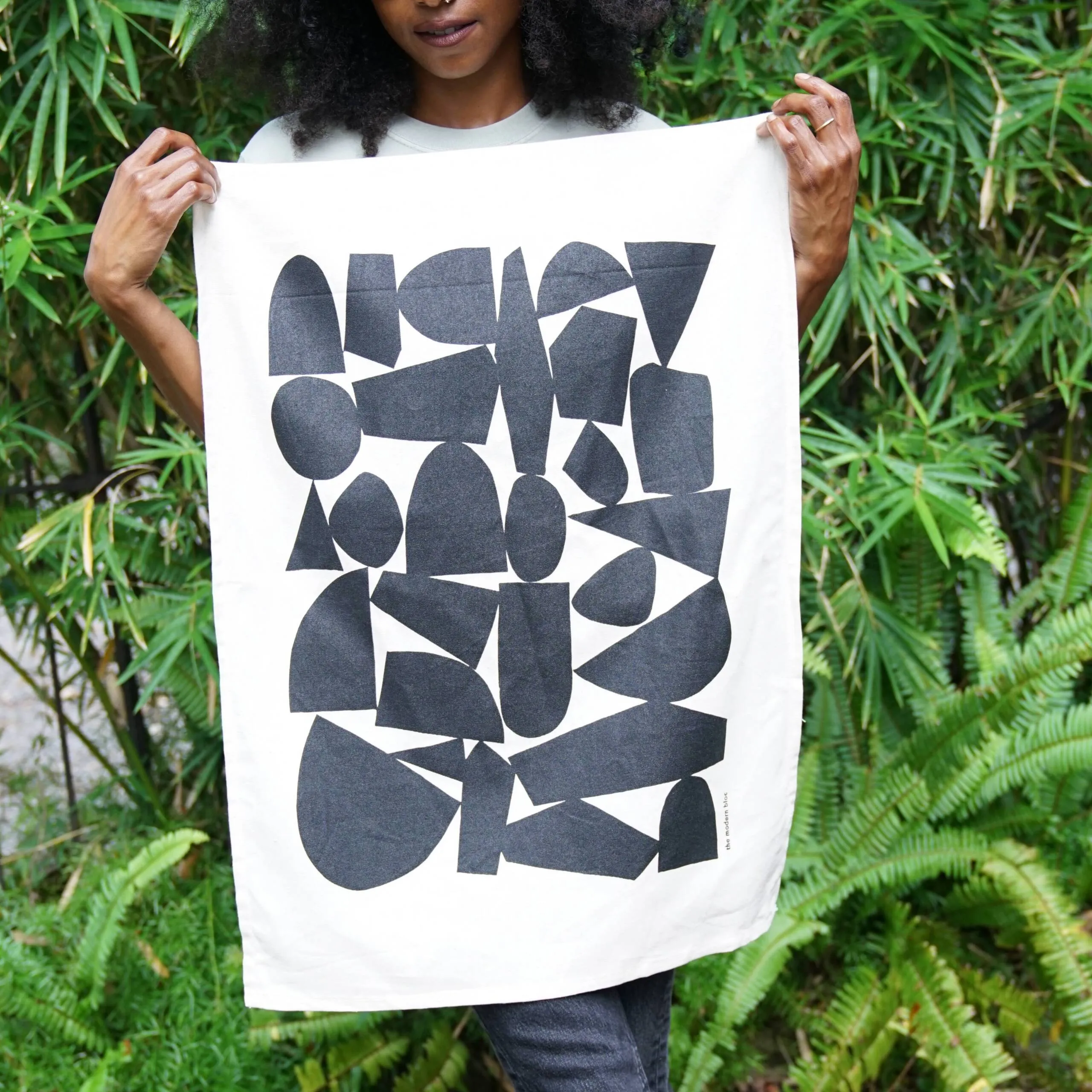 Constructed Shapes - Screen-Printed Natural Cotton Tea Towel - Image 4
