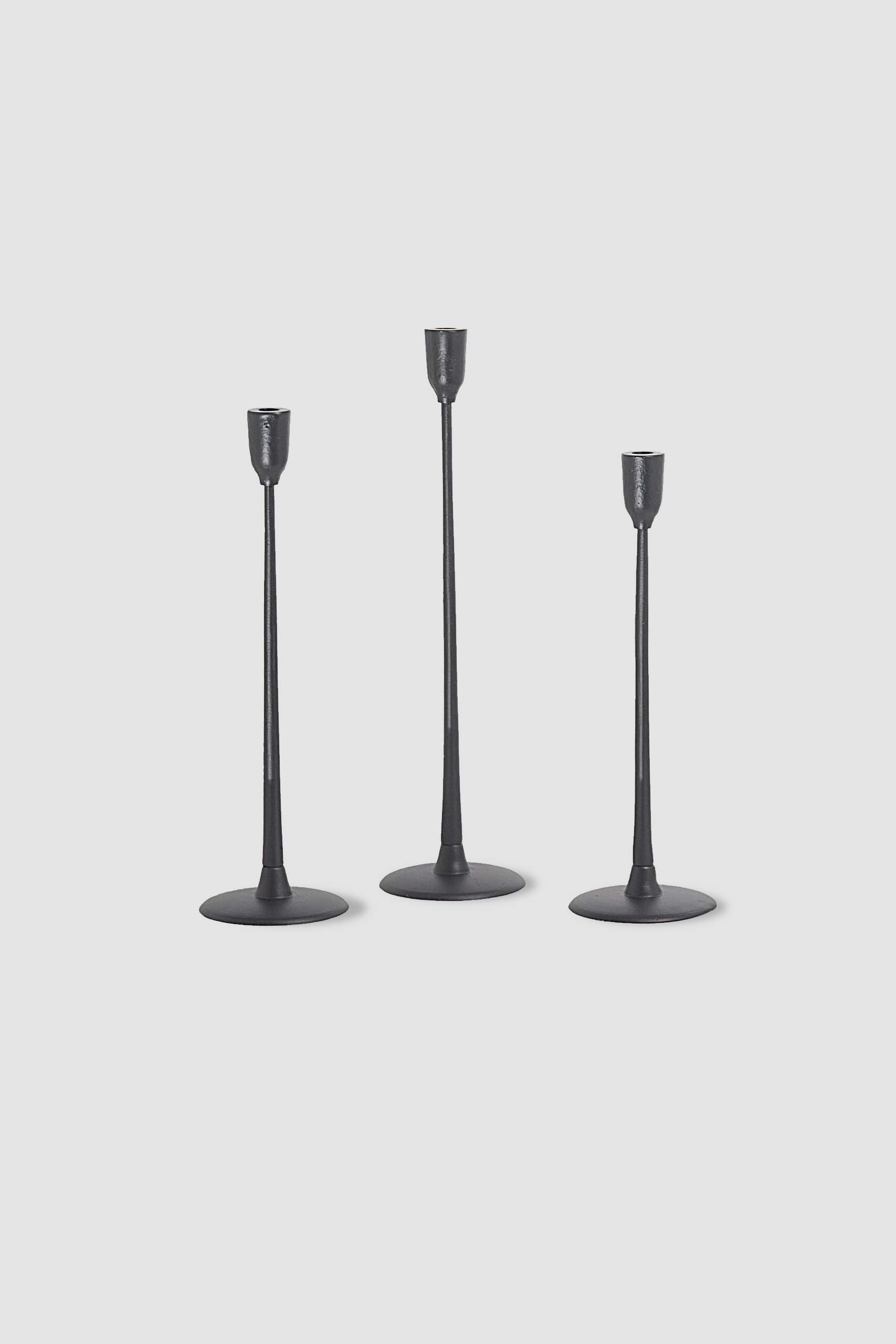 Candle Holder Black H 18.1" & Dia 5.9": Black, Aluminum