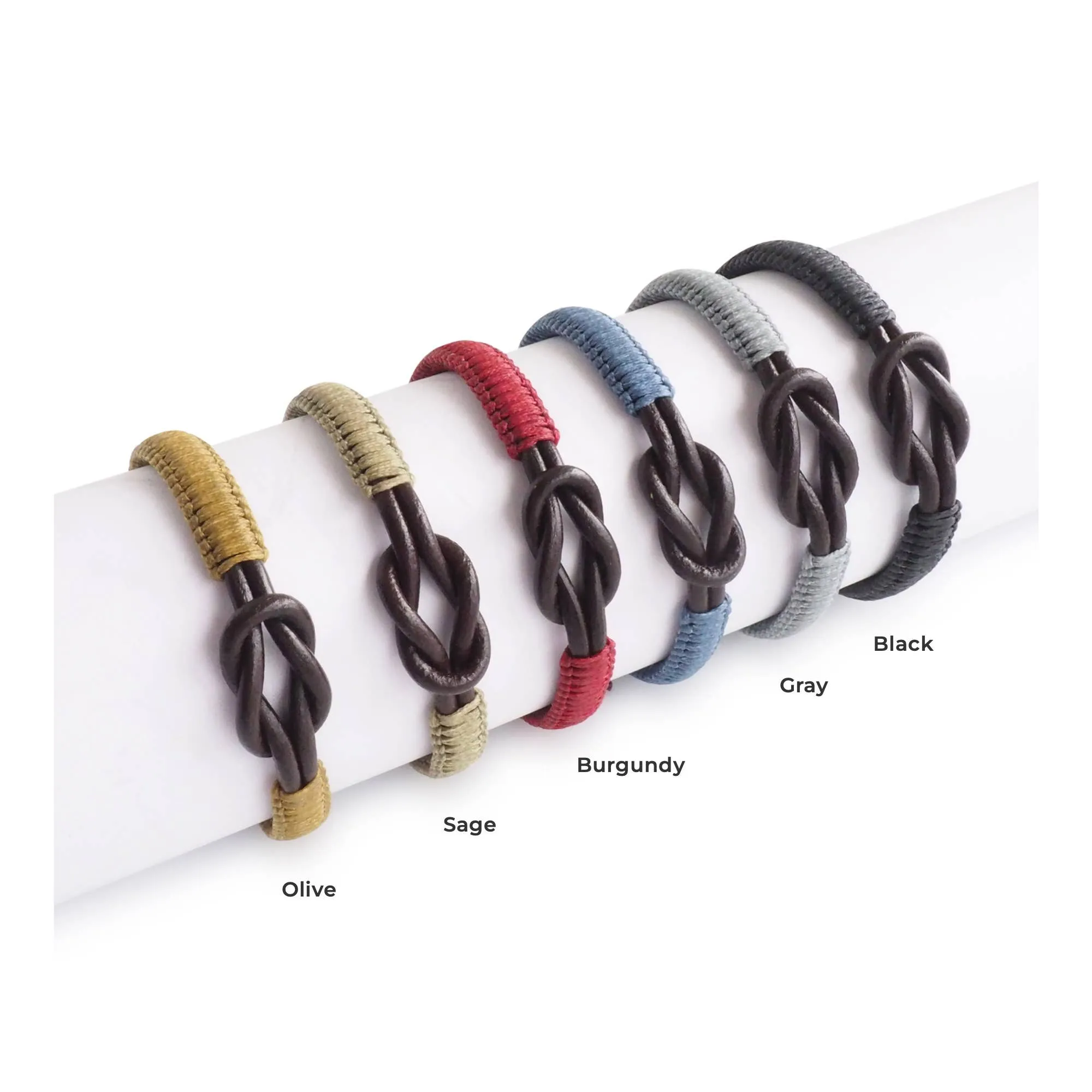 Adjustable Men's Infinity Knot Leather Bracelet | Men's Gift: Black
