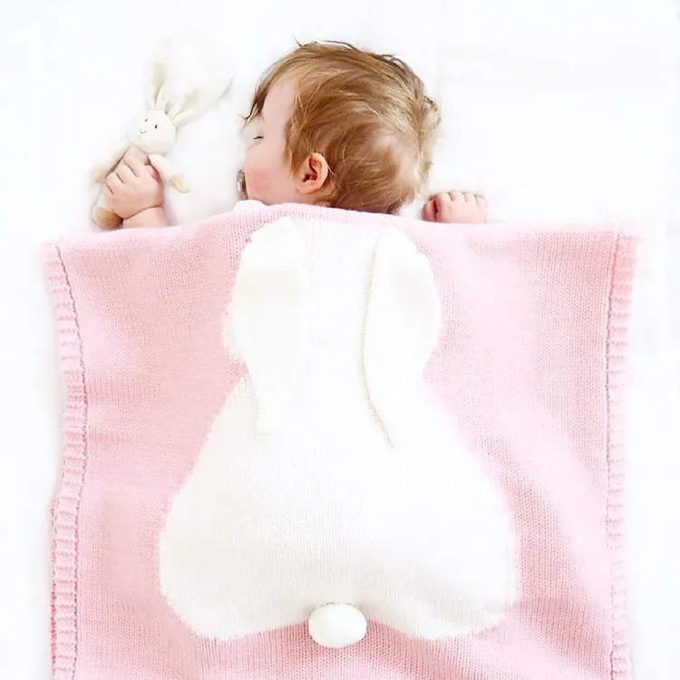 Annie & Charles® bunny baby blanket: Pink - Image 7