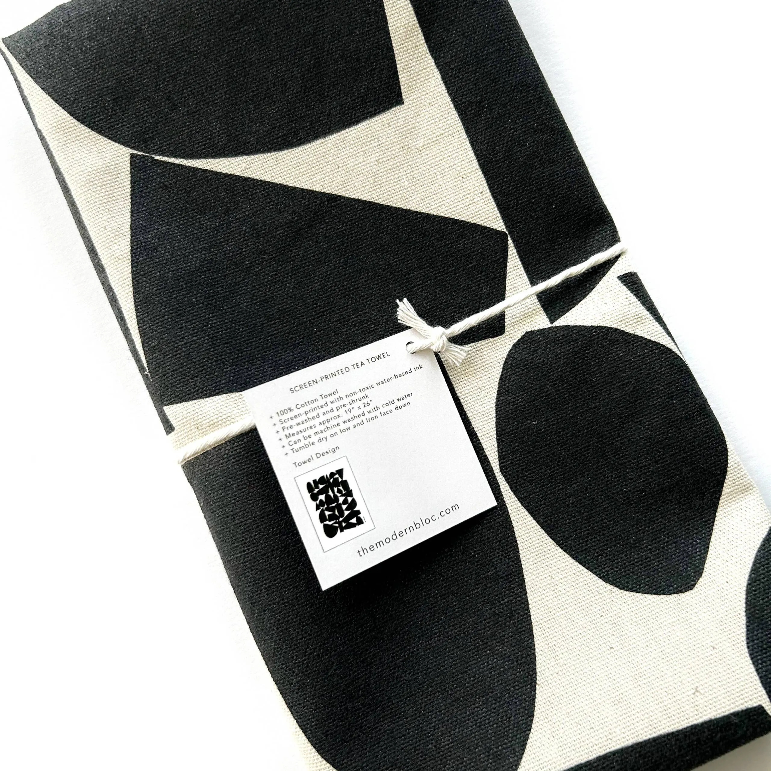 Constructed Shapes - Screen-Printed Natural Cotton Tea Towel - Image 3