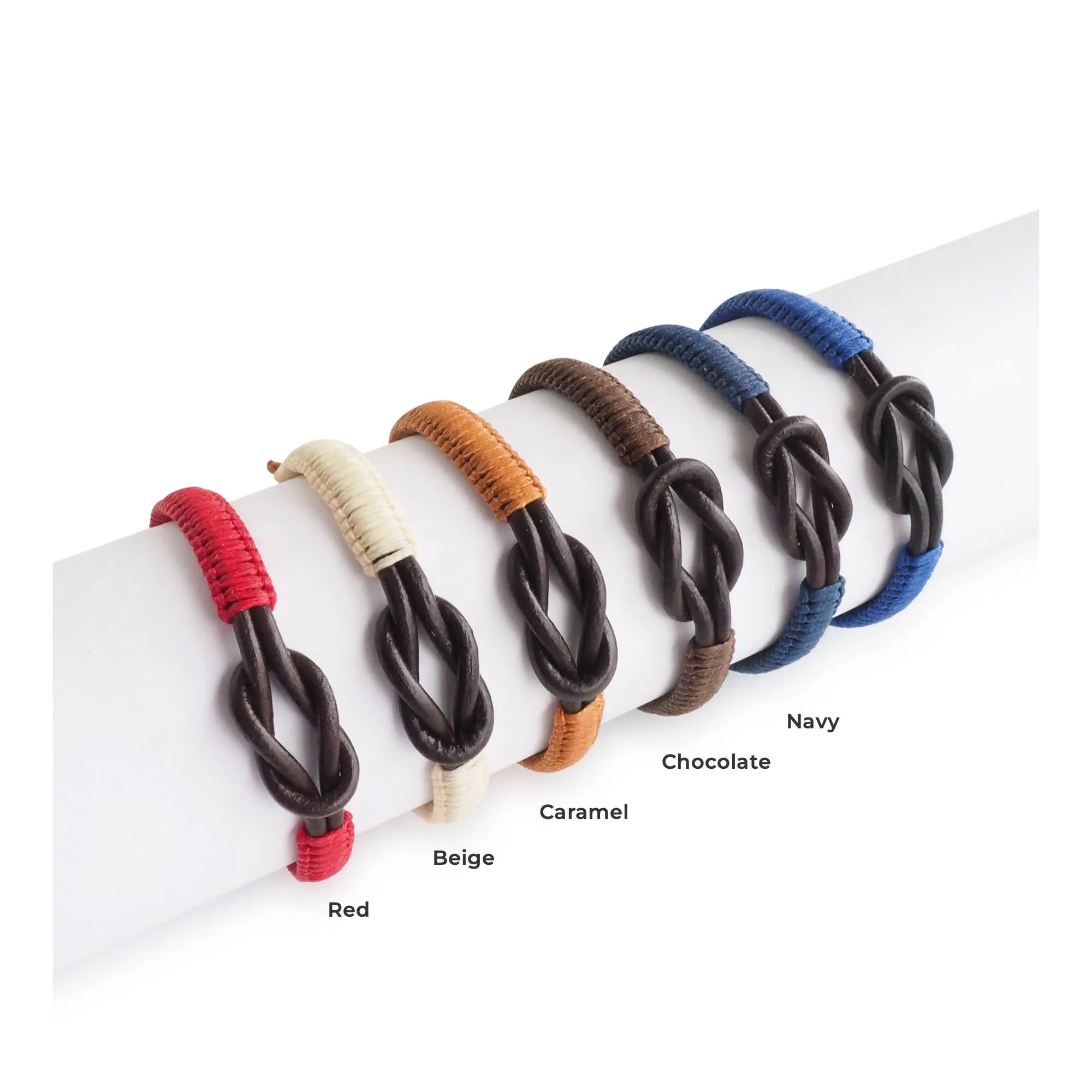 Adjustable Men's Infinity Knot Leather Bracelet | Men's Gift: Black - Image 2