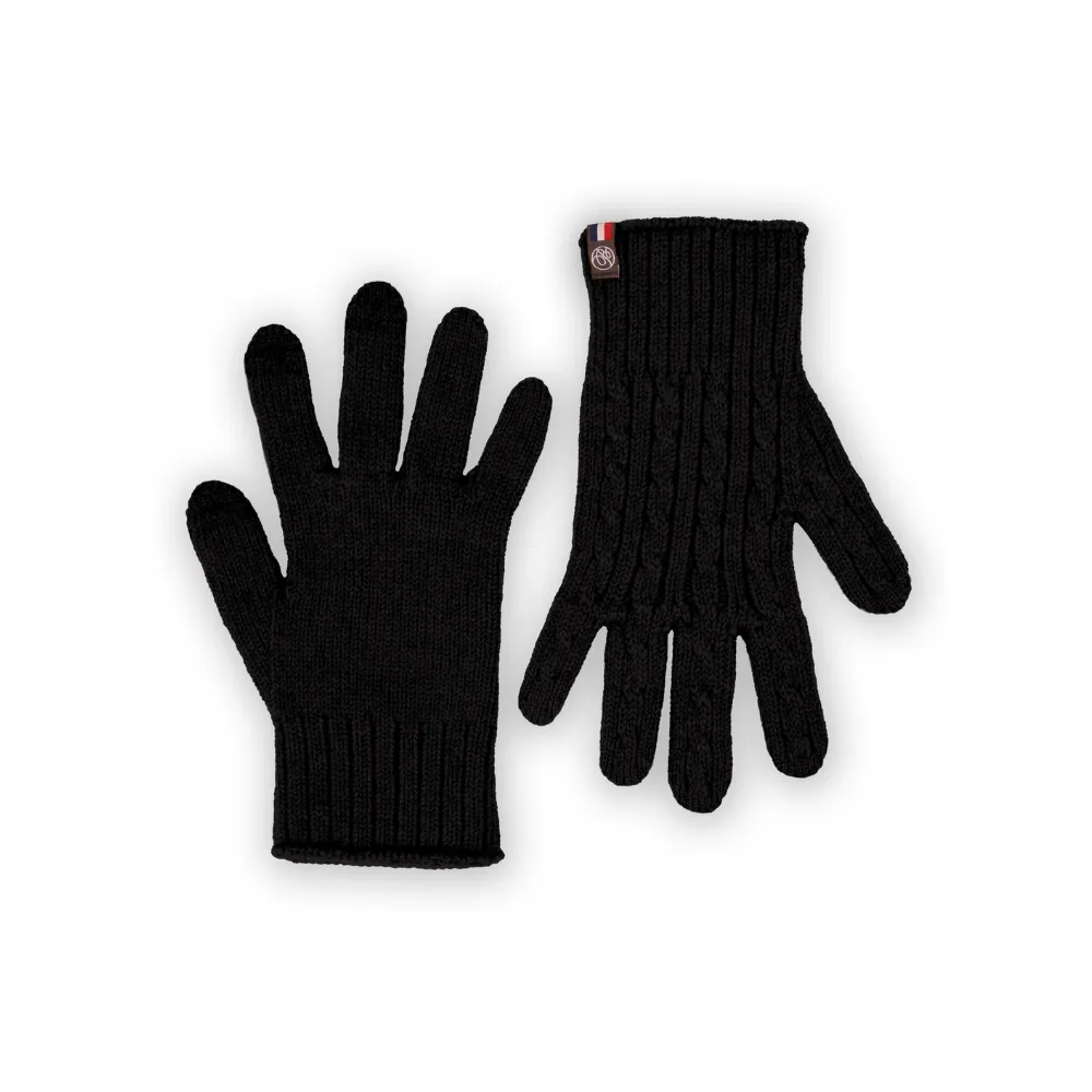 DANIEL - 100% wool tactile gloves: Black, S/M