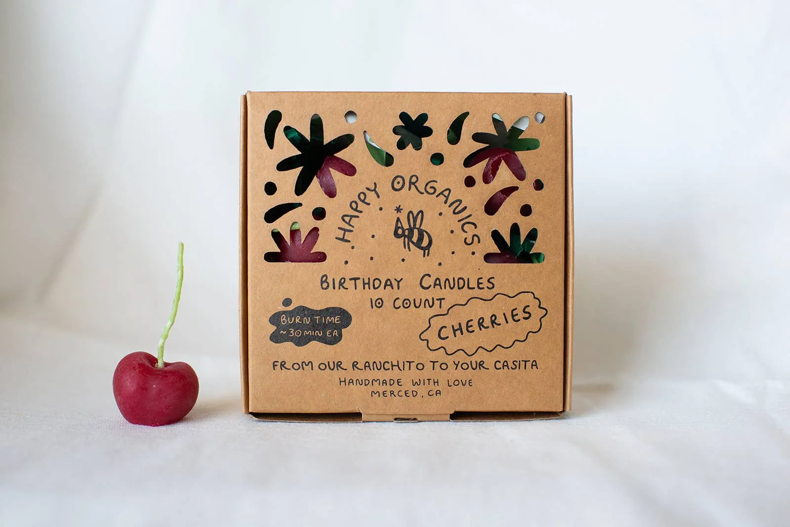 Beeswax Cherry Birthday Candles: 5