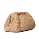 Fuzzy Plush Clutch Bag, Curly Knitted Dumpling Bag, Tote Bag: Beige - Image 2