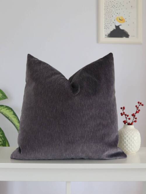 Gray Velvet Throw Pillow Cover, Velvet Cushion Case: 20x20
