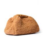 Fuzzy Plush Clutch Bag, Curly Knitted Dumpling Bag, Tote Bag: Beige - Image 8