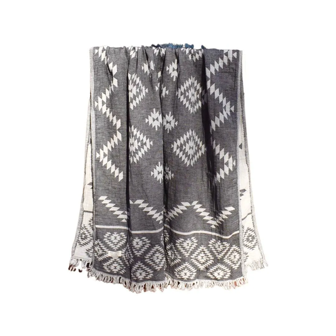 Nomad Turkish Towel Blanket: Light Gray - Image 4