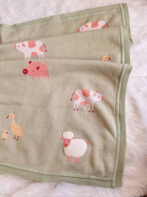 Farm Animals Knit Baby Blanket