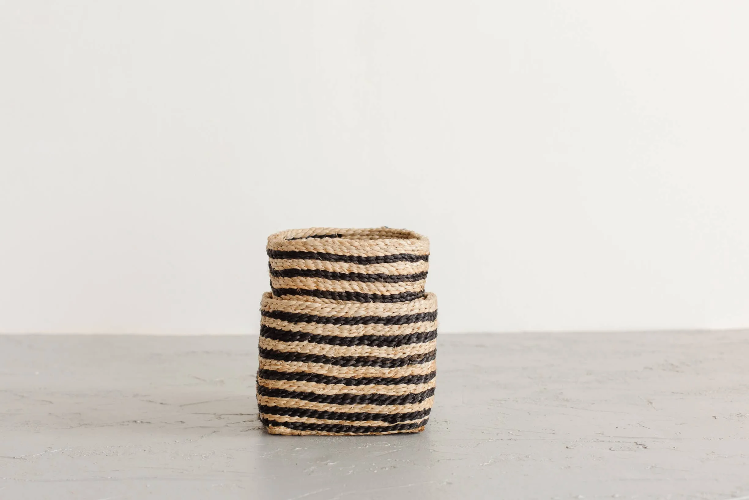 Square Tabletop Basket, jute - striped: Stripes, Short - Image 5