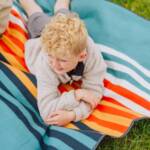 Blanket Tote Outdoor Picnic Blanket: Red & White Gingham Pattern with Gray Flap - Image 86