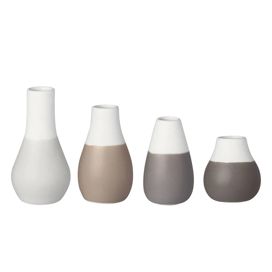 Pastel Two-Tone Mini Vases - Set of 4: Shades of Grey Vases