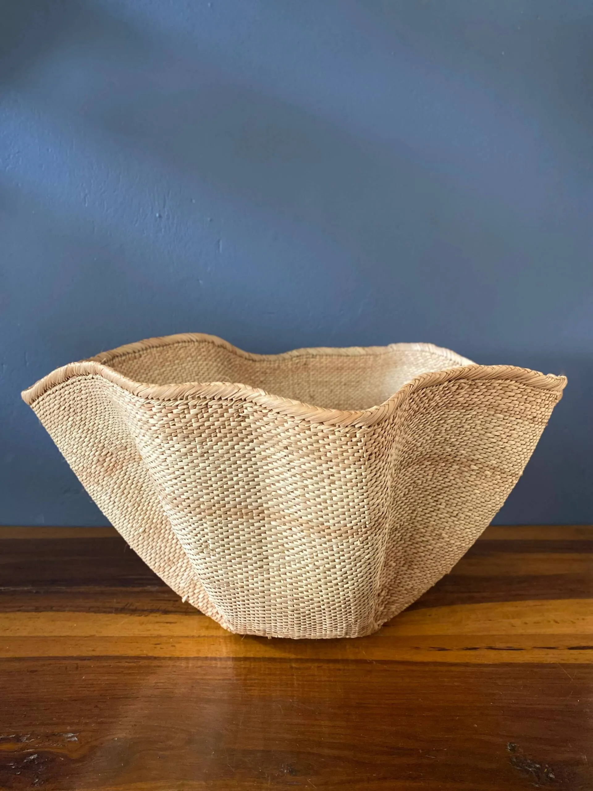 Wavy Palm Leaf Dancing Basket: Large
