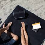 Blanket Tote Outdoor Picnic Blanket: Red & White Gingham Pattern with Gray Flap - Image 80