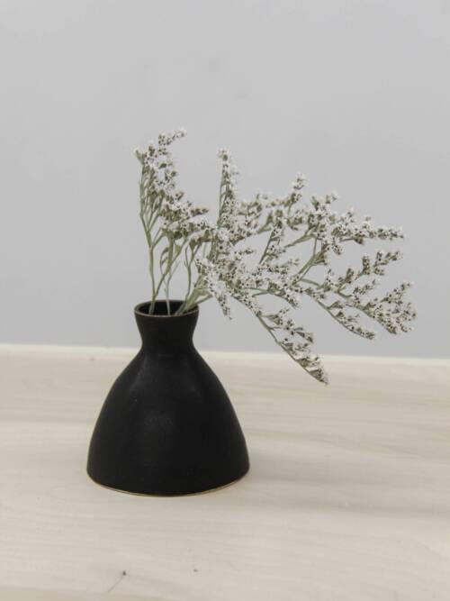 Matte Black Ceramic Candle Taper Holder: 3.5