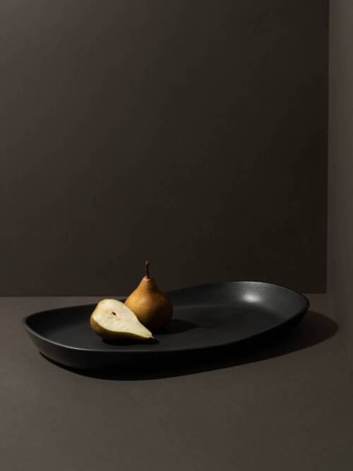 Mini Long Stoneware Serving Platters  | Dadasi: Matte Black, Medium