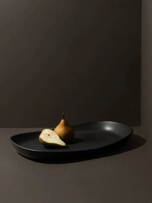 Mini Long Stoneware Serving Platters  | Dadasi: Matte Black, Medium
