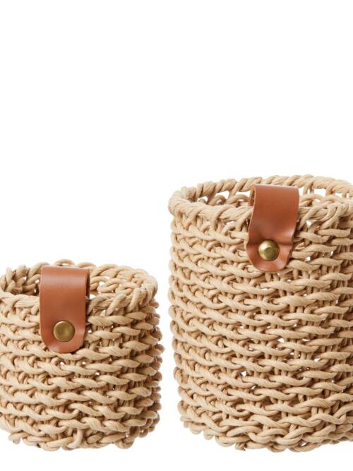 Set Of 2 Woven Paper Basket, Natural