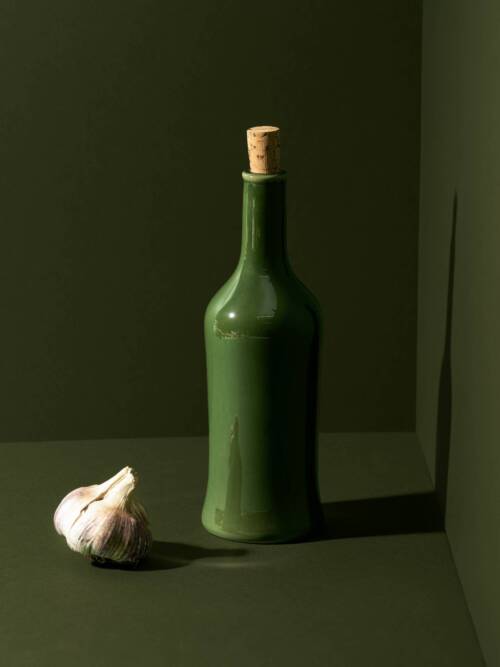 Stoneware Olive Oil Dispenser | Brutto 21 oz: Shiny Green