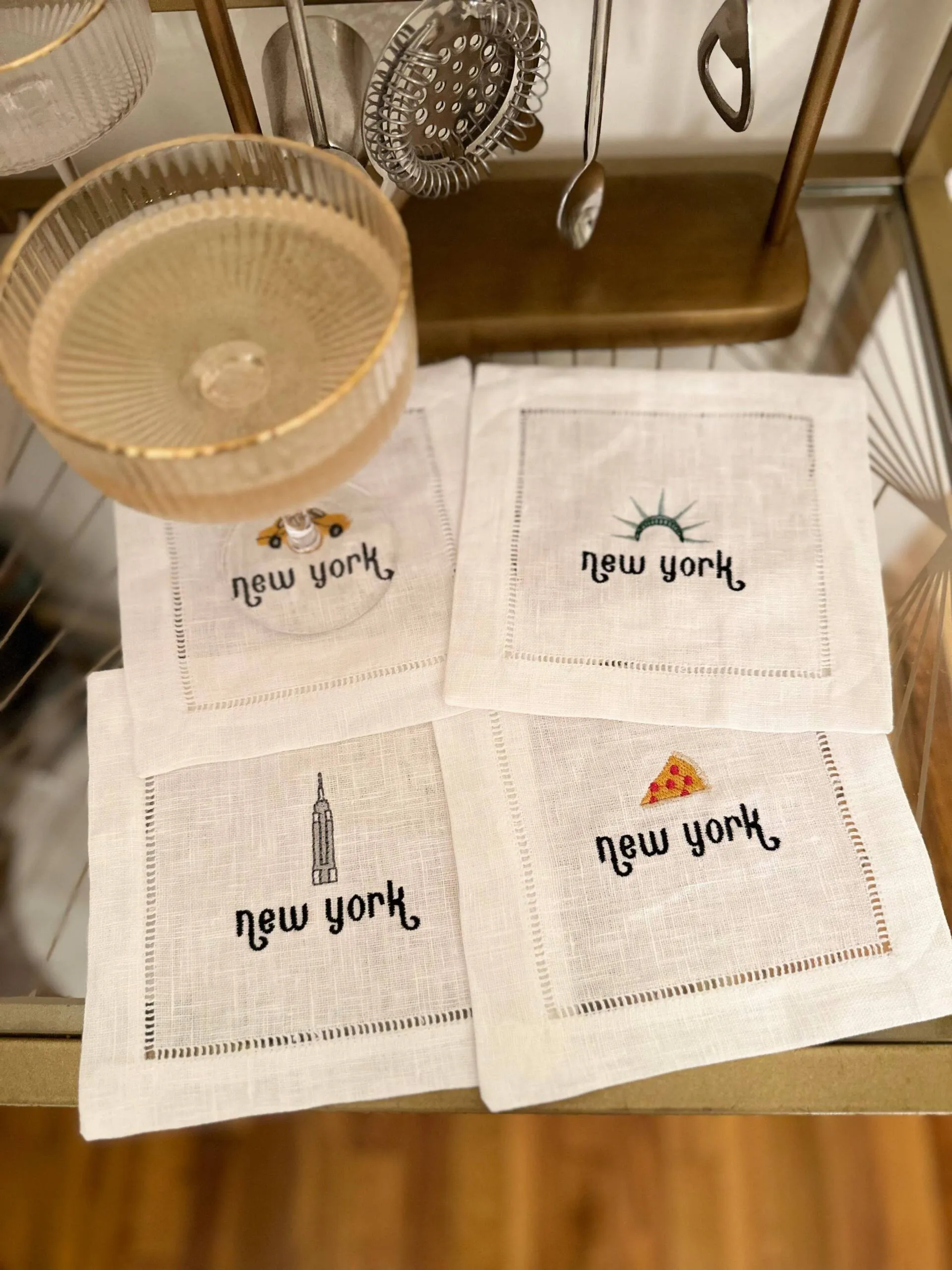Welcome to New York Embroidered Cocktail Napkin Set of 4 - Image 6