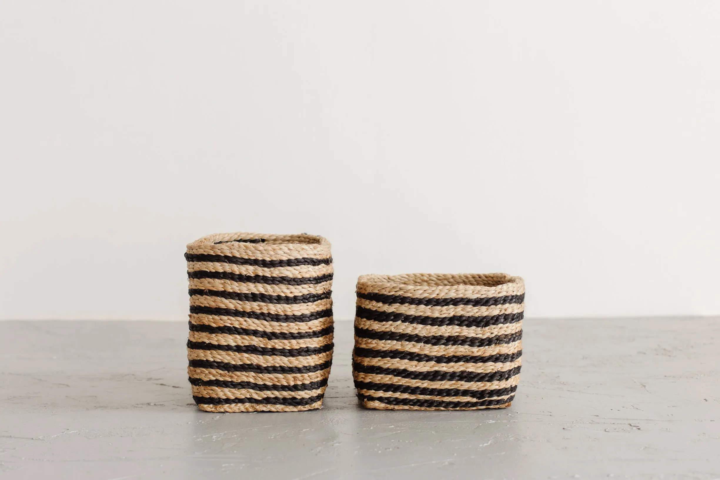Square Tabletop Basket, jute - striped: Stripes, Short - Image 6