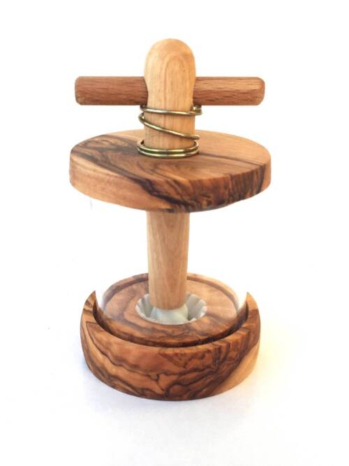 herb grinder Ø 6 cm transparent made of olive wood