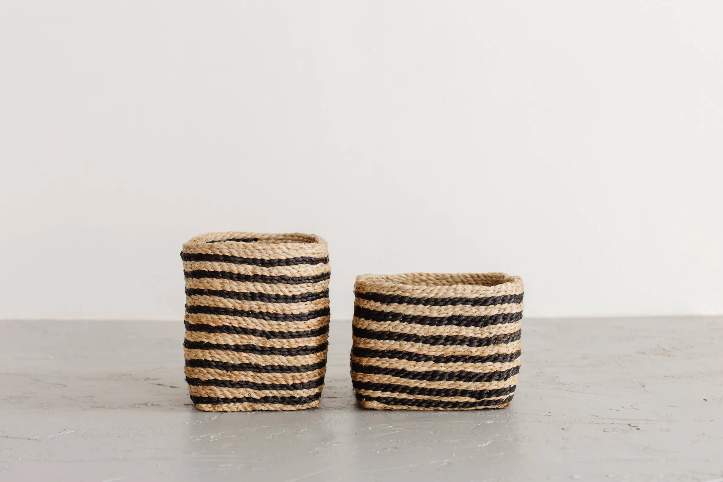 Square Tabletop Basket, jute - striped: Stripes, Short - Image 3