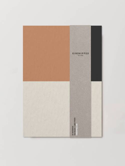 A5 PRINT NOTEBOOKS - GRID/LEOPARD/BLOCK/DASH: COLOUR BLOCK TAN, NOTEBOOK IN COMPOSTABLE CELLO