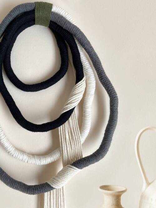 Large Monochrome Wrapped Wall Hanging