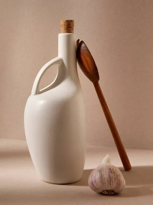 Stoneware Olive Oil Dispenser | Canard 34 oz: Matte White