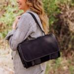 Blanket Tote Outdoor Picnic Blanket: Red & White Gingham Pattern with Gray Flap - Image 3