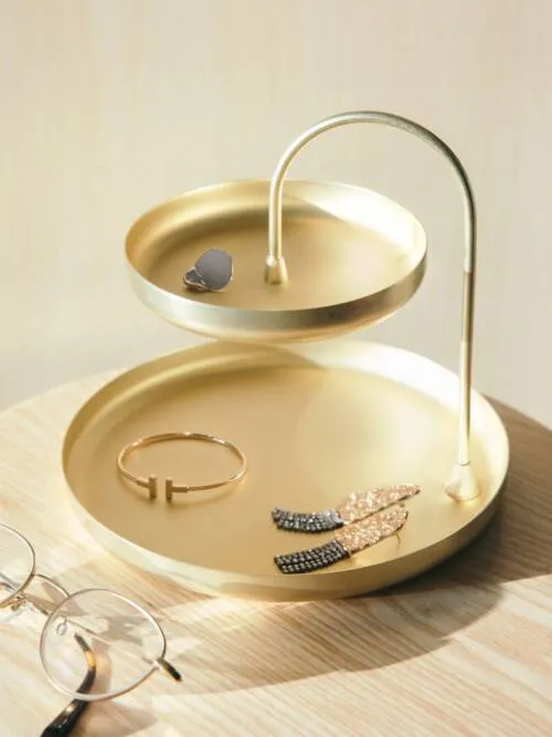 Poise Two Tiered Tray: Brass