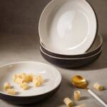 Stoneware Pasta Plate | Youlha 7.9": Matte Black/Shiny White