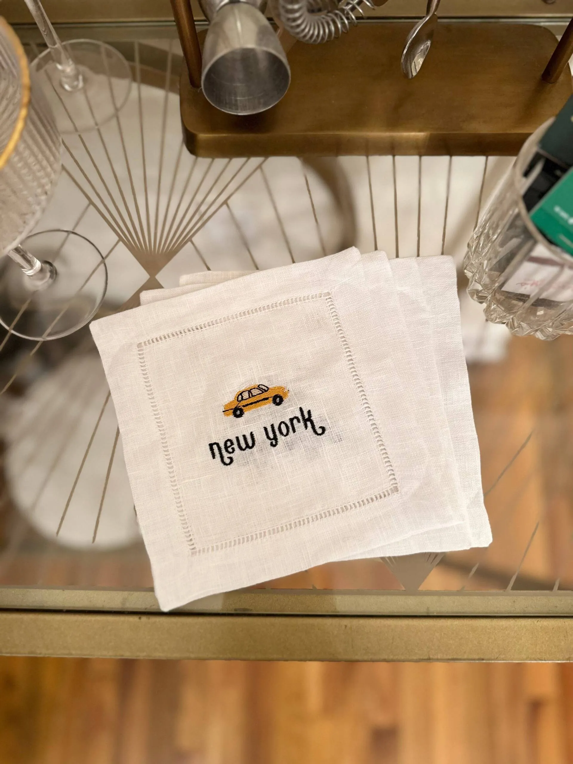 Welcome to New York Embroidered Cocktail Napkin Set of 4 - Image 3