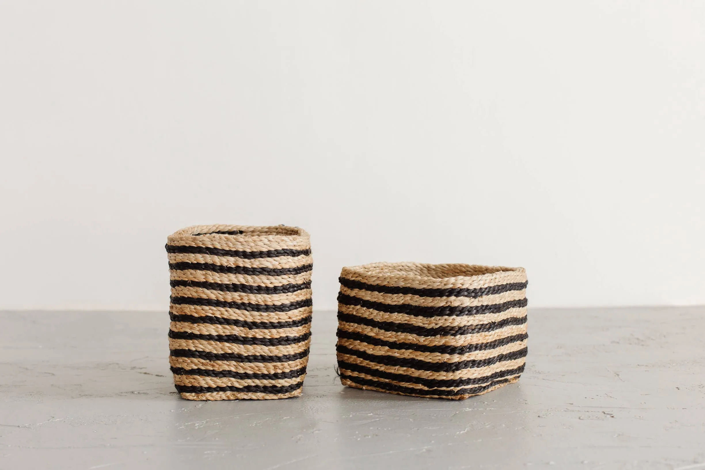 Square Tabletop Basket, jute - striped: Stripes, Short - Image 7