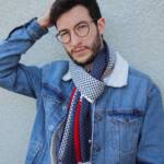 SYLVESTRE - Wool scarf: Asphalt-Raspberry - Image 5