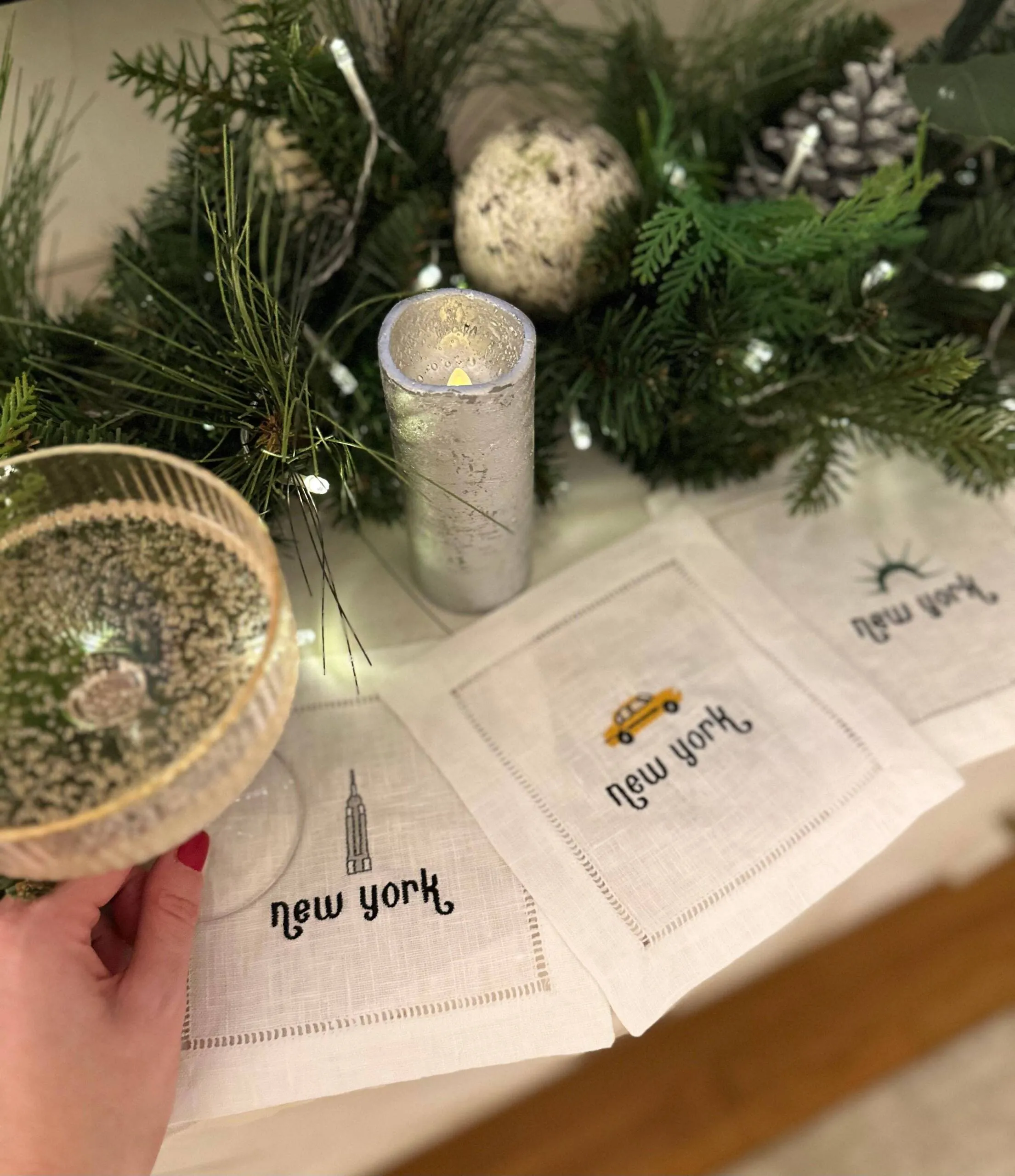 Welcome to New York Embroidered Cocktail Napkin Set of 4 - Image 2