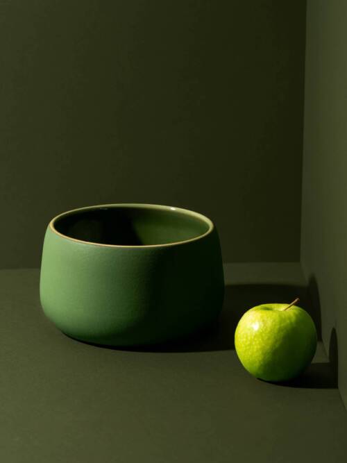 Stoneware Serving Bowl | Ewa 68 oz: Matte Green/Shiny Green