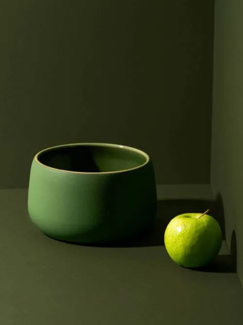 Stoneware Serving Bowl | Ewa 68 oz: Matte Green/Shiny Green