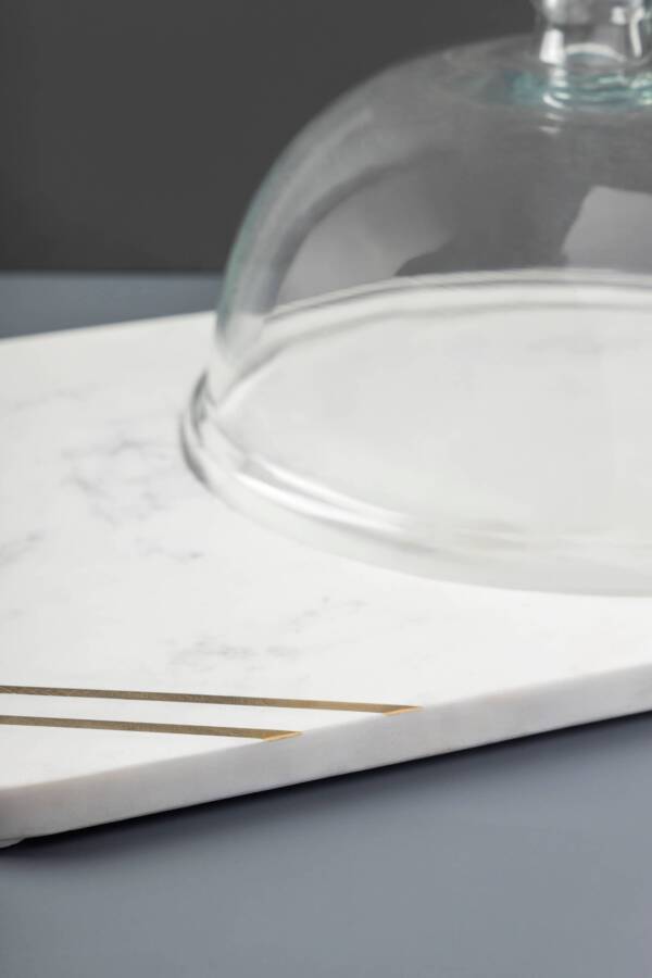Bavaria Marble Cheese Board with Glass Cloche - Image 3