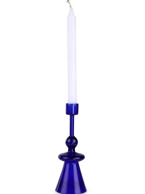 Glass Candle Holder-Blue ,  7 x 2.3 Inches