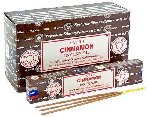 Cinnamon Satya Incense Sticks 1 Dozen 15 Gram Packs