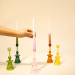 Glass Candle Holder-Teal, 7 x 2.3 Inches - Image 2