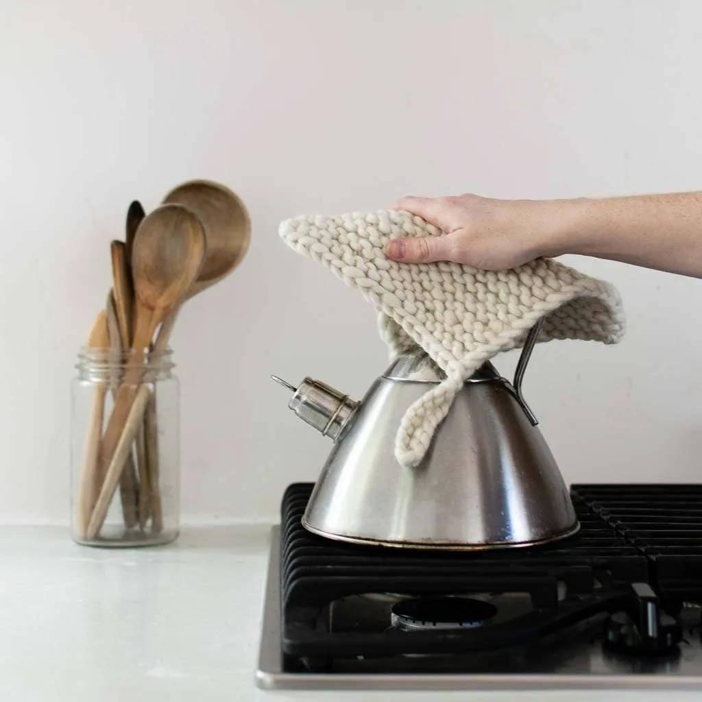 Knitted Wool Pot Holders: Natural - Image 4