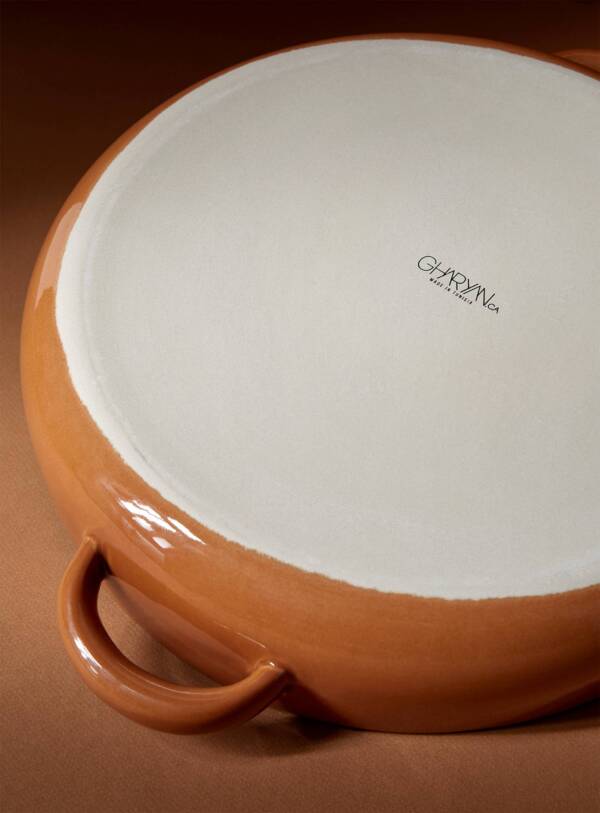 Stoneware Serving Plate with Handles 13.4": Matte White - Image 5