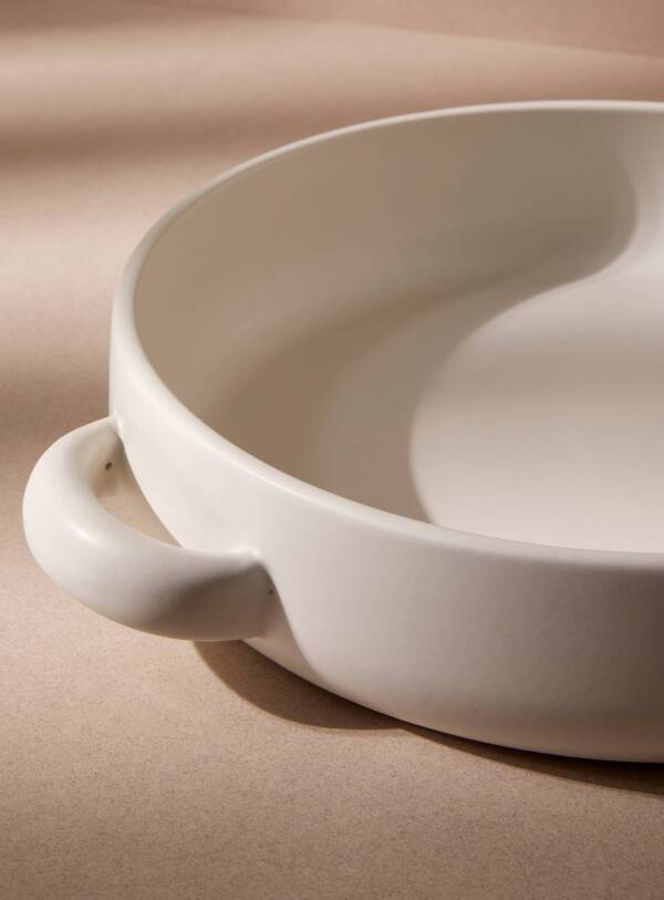 Stoneware Serving Plate with Handles 13.4": Matte White - Image 14